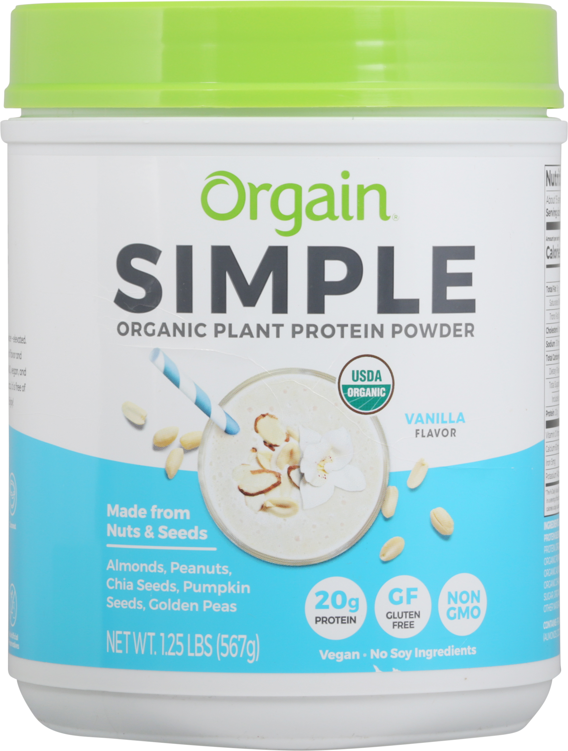 Plant Protein Powder, Organic, Vanilla Flavor
