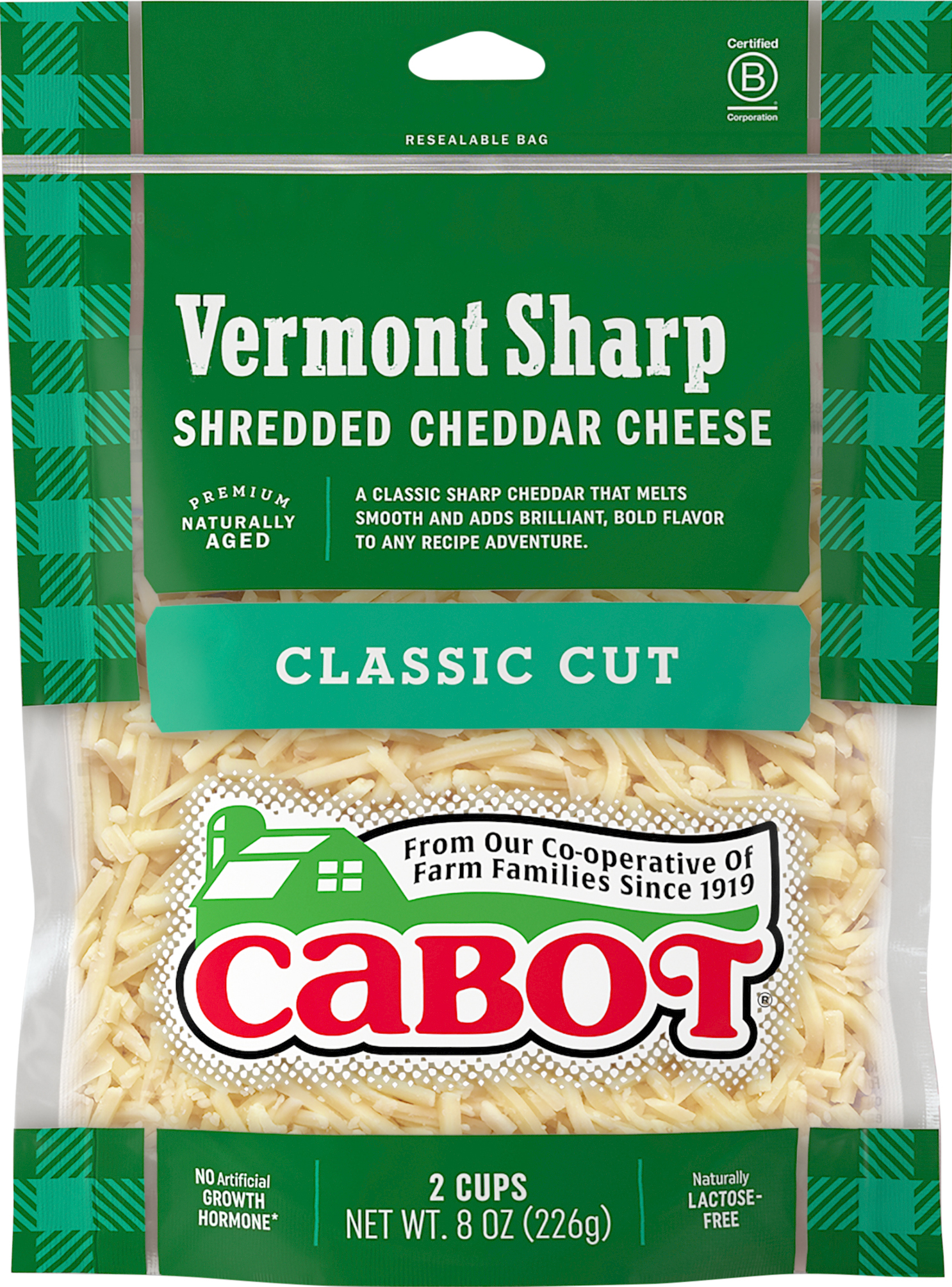 Shredded Cheese, Vermont Sharp Cheddar, Classic Cut