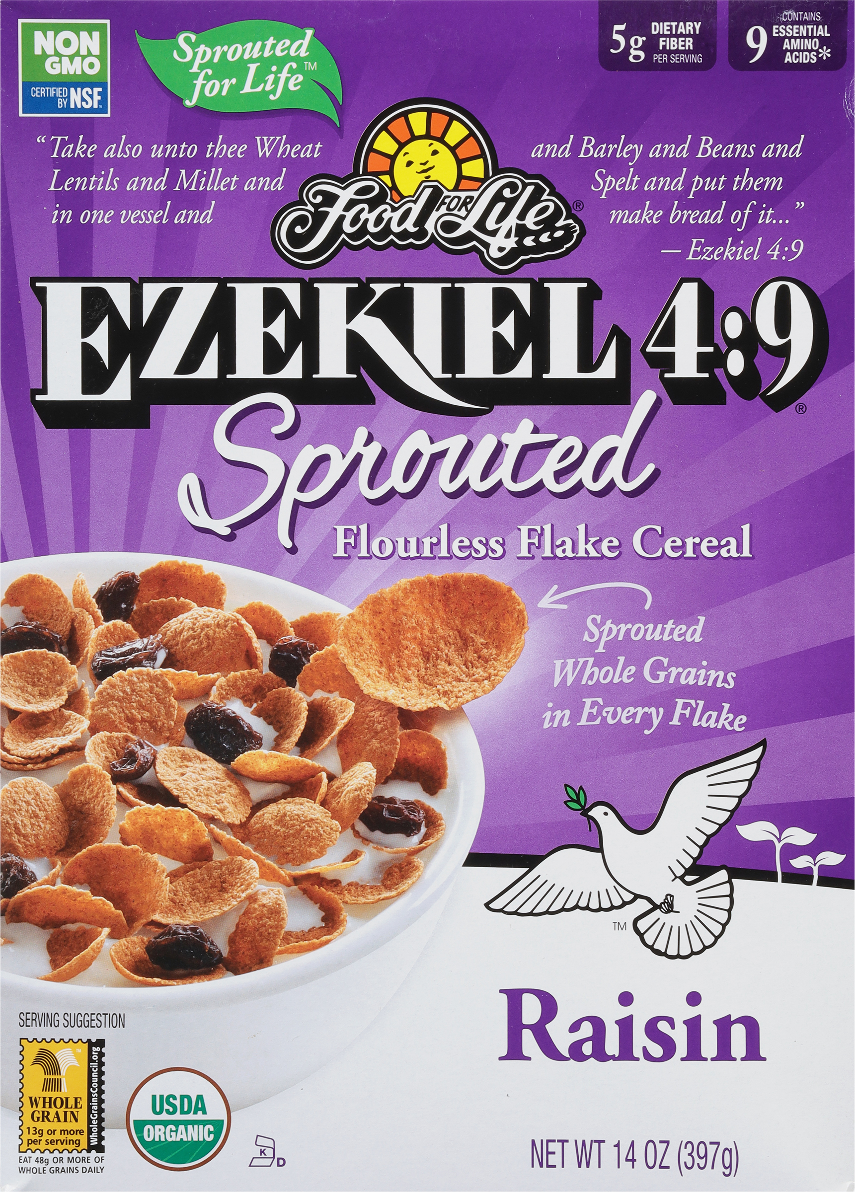 Cereal, Flourless Flake, Sprouted, Raisin