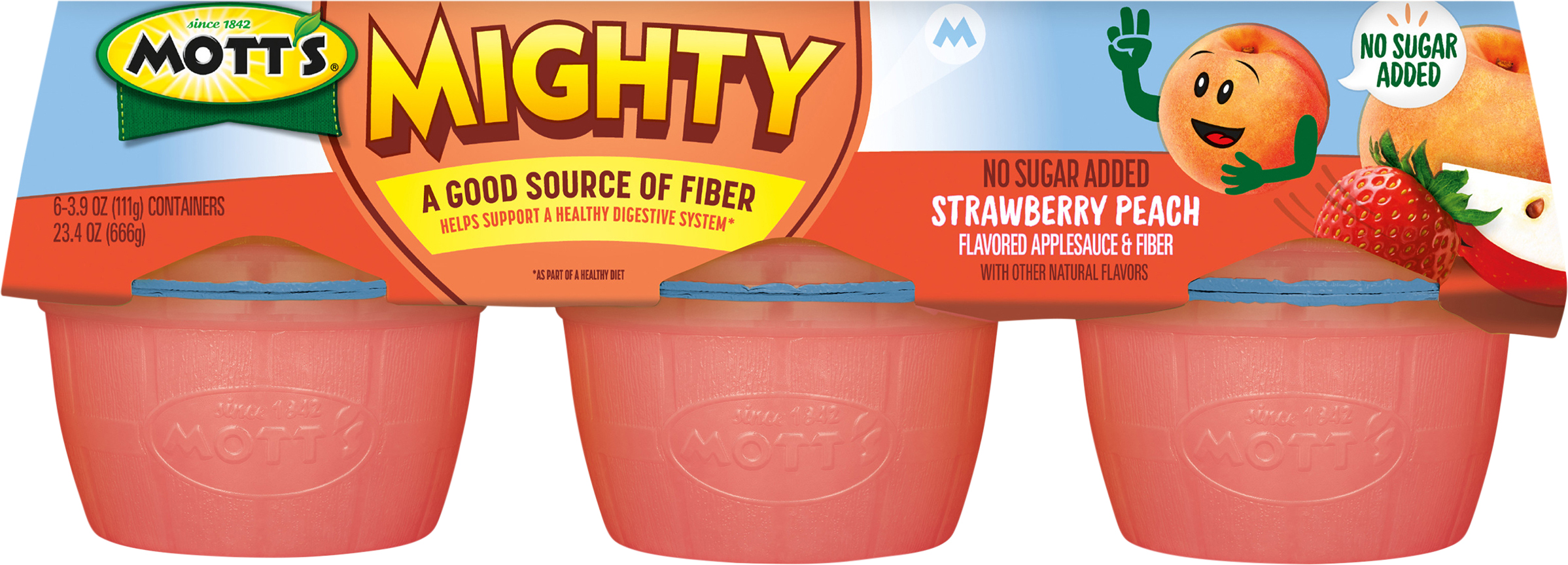 Applesauce & Fiber, No Sugar Added, Strawberry Peach