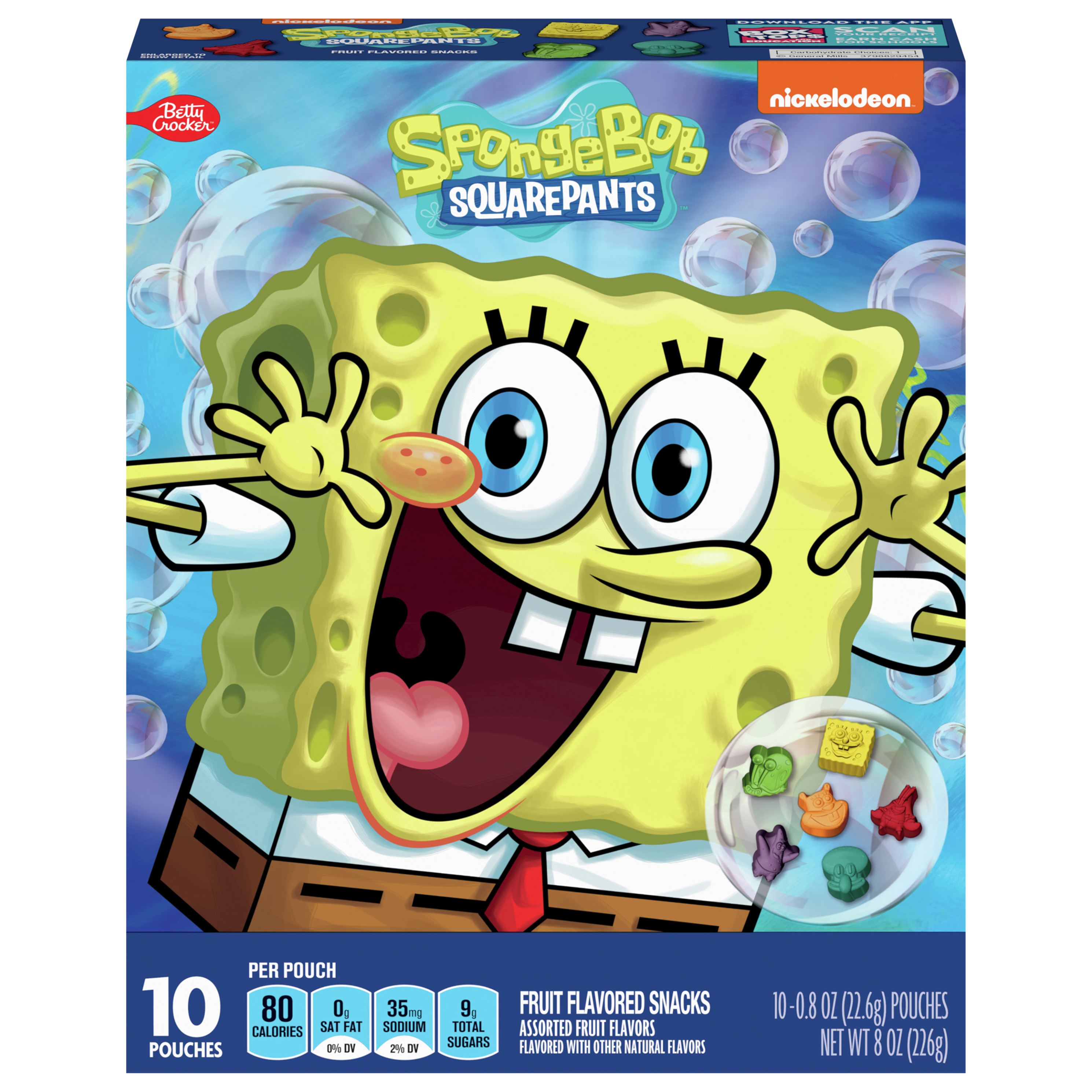 Fruit Flavored Snacks, Assorted Fruit Flavors, Spongebob Squareparents