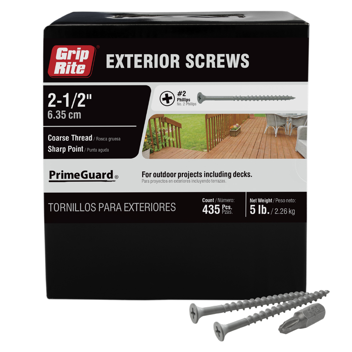 5.0 x 25 Low Profile Classic Exterior Screws White, PZ2, Tub of