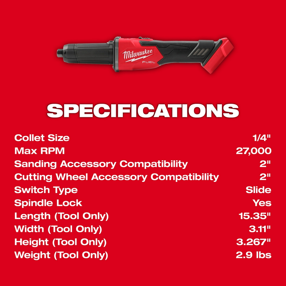 White Cap | M18 Fuel Braking Die Grinder, Slide Switch Milwaukee 