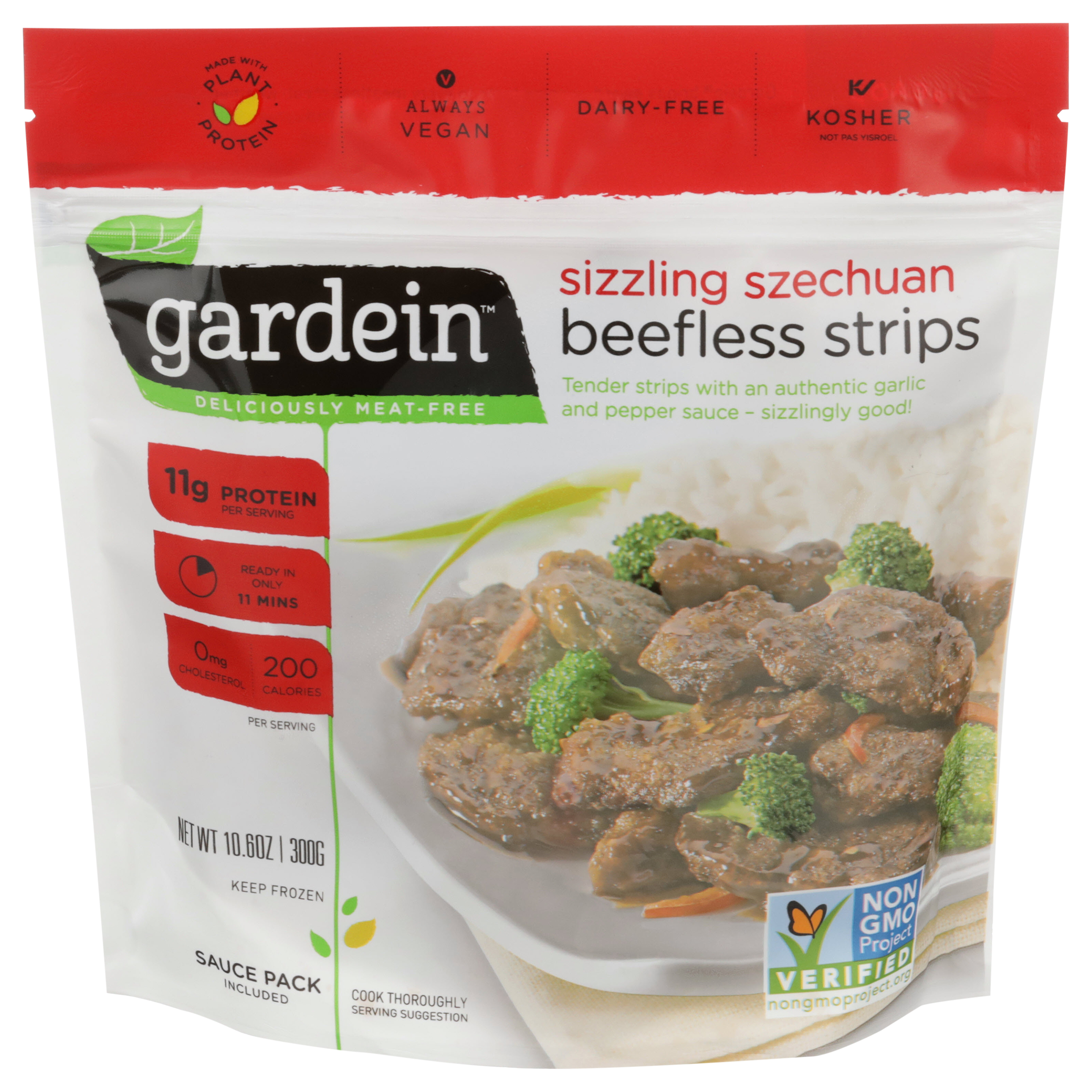 Gardein Sizzling Szechuan Plant-based Beefless Strips, Vegan, Frozen, 10.6 Oz.