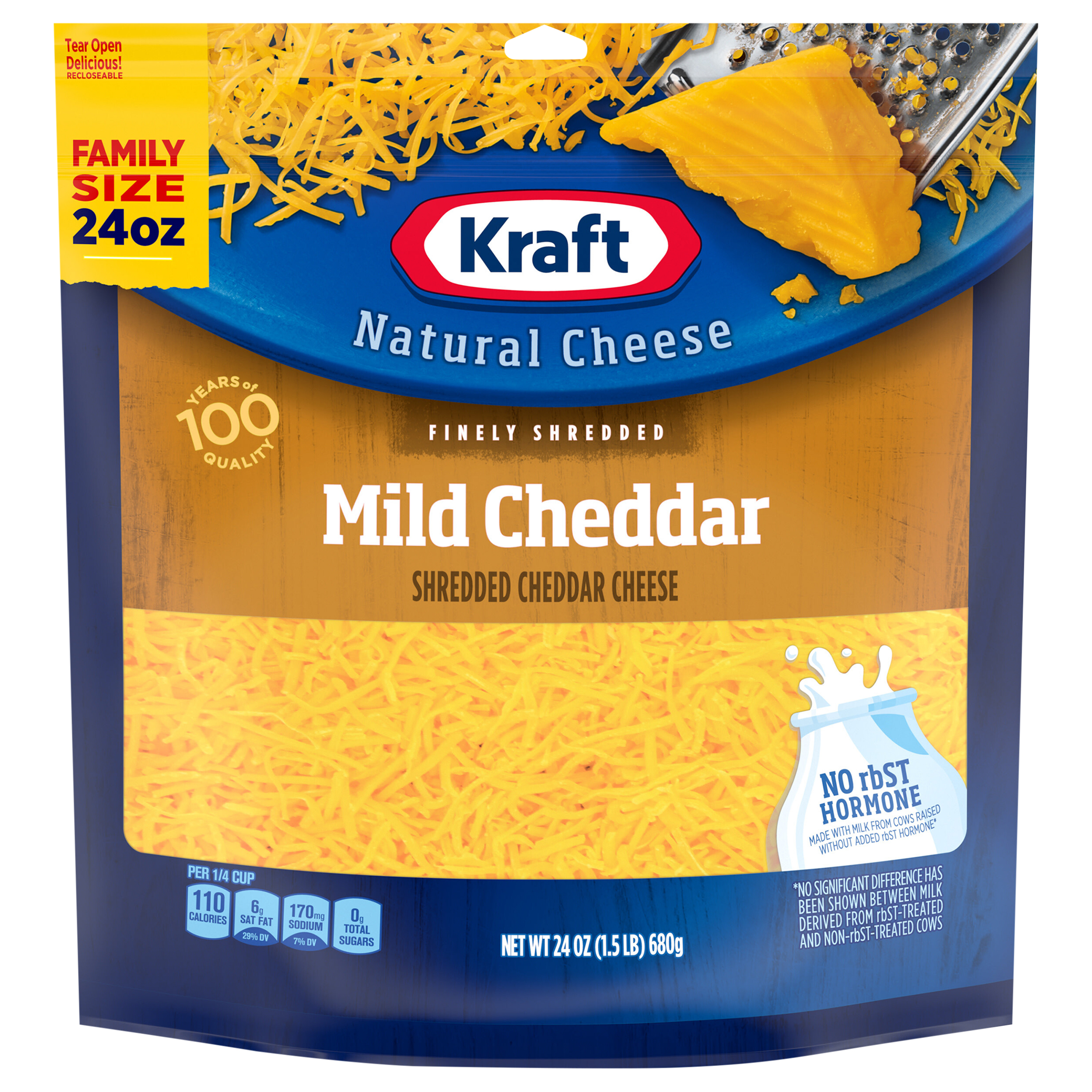 Shredded Cheese, Mild Cheddar, Family Size