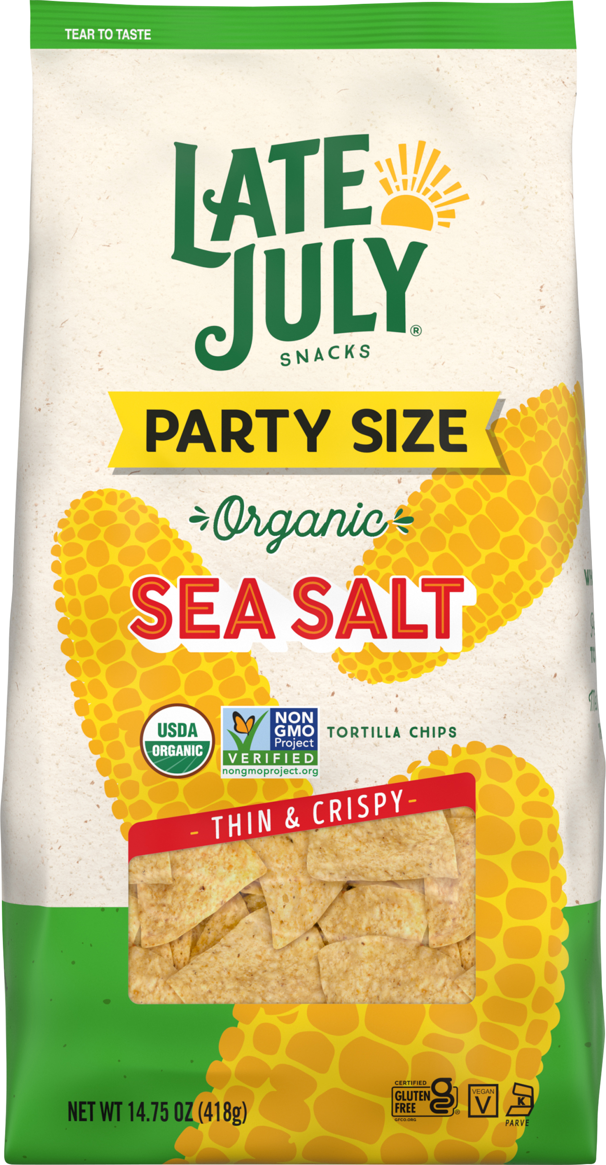 Tortilla Chips, Organic, Sea Salt, Party Size