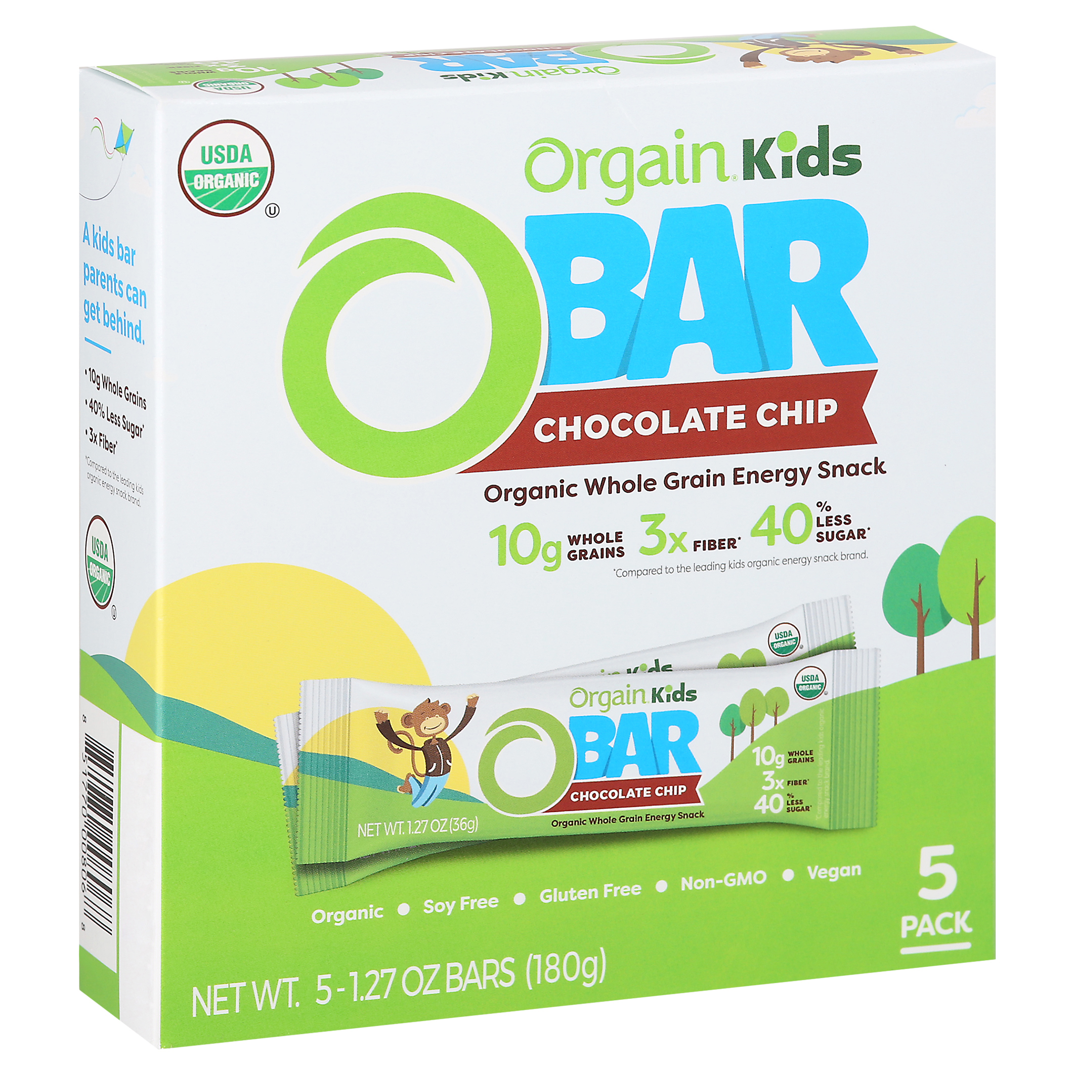 Orgain Kids O-bar 5 Pack Chocolate Chip Energy Snack 5 Ea