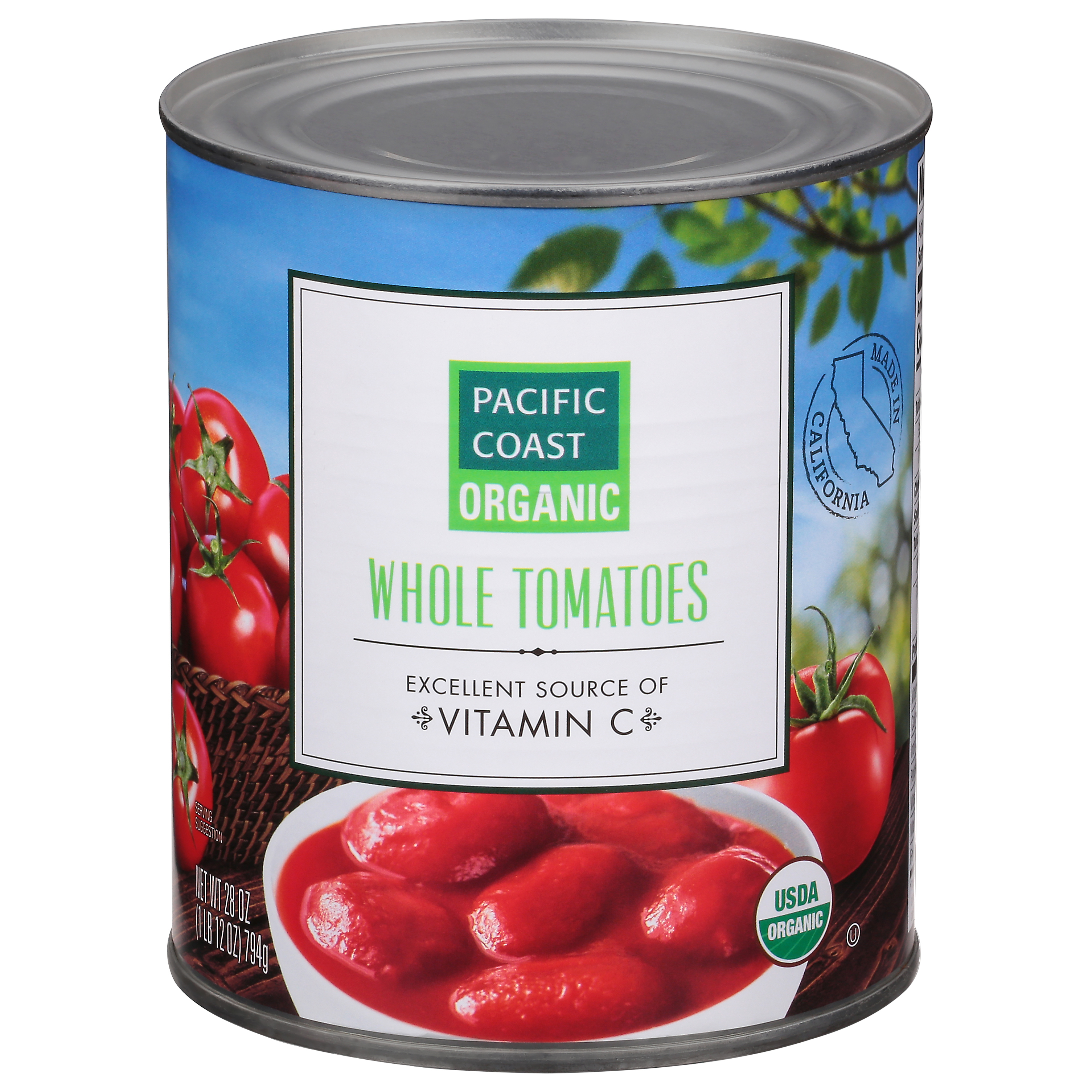 Pacific Coast Organic Whole Tomatoes 28 Oz