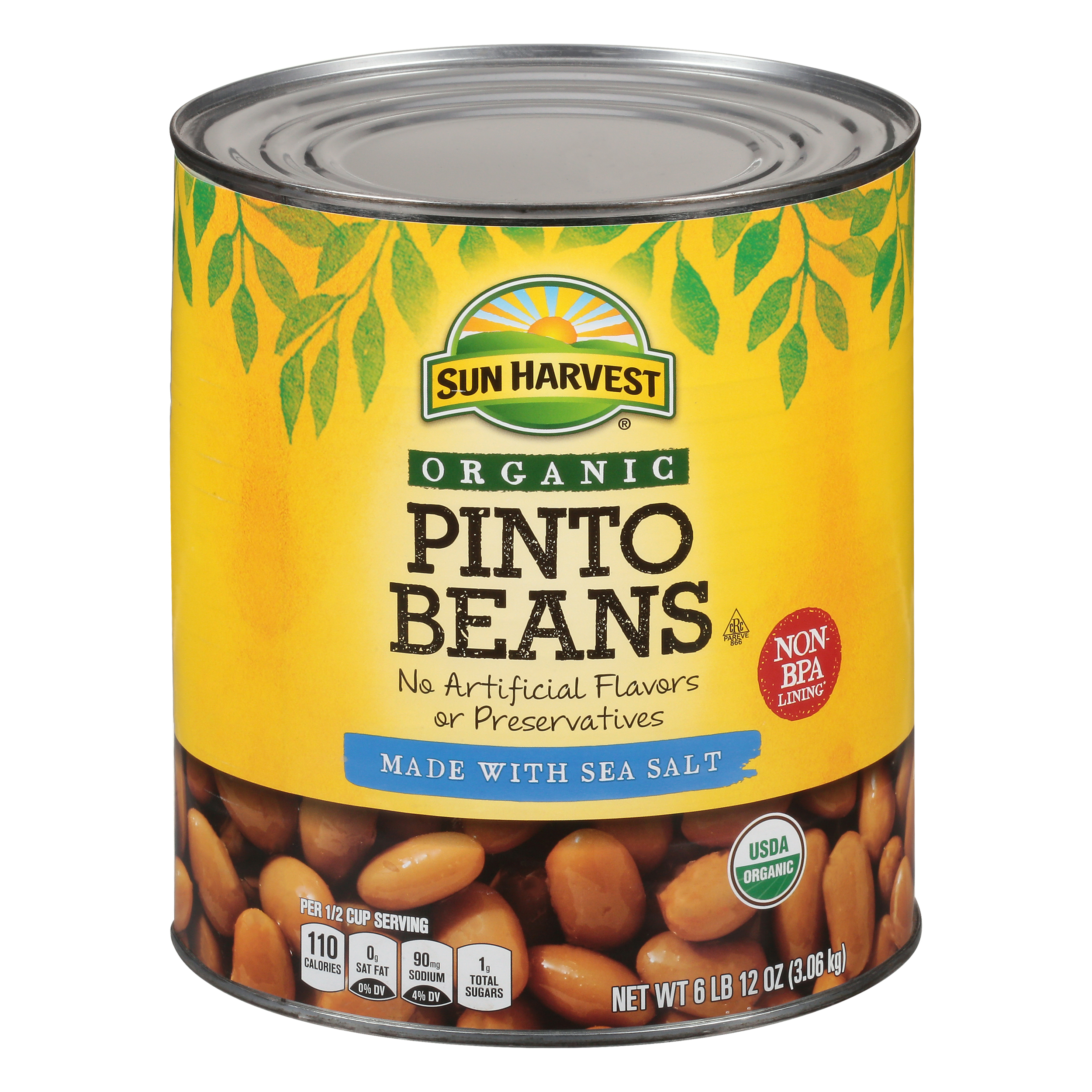 Sun Harvest Sea Salt Organic Pinto Beans 108 Oz