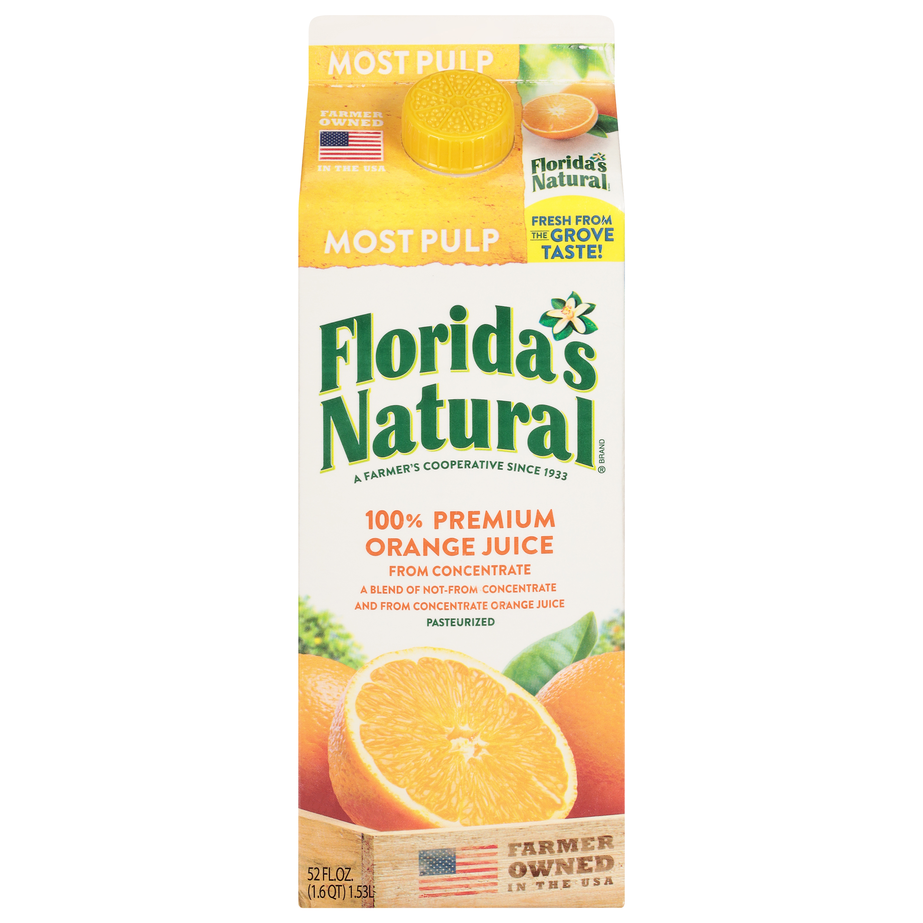 Florida's Natural Most Pulp Premium Orange 100% Juice 52 Fl Oz