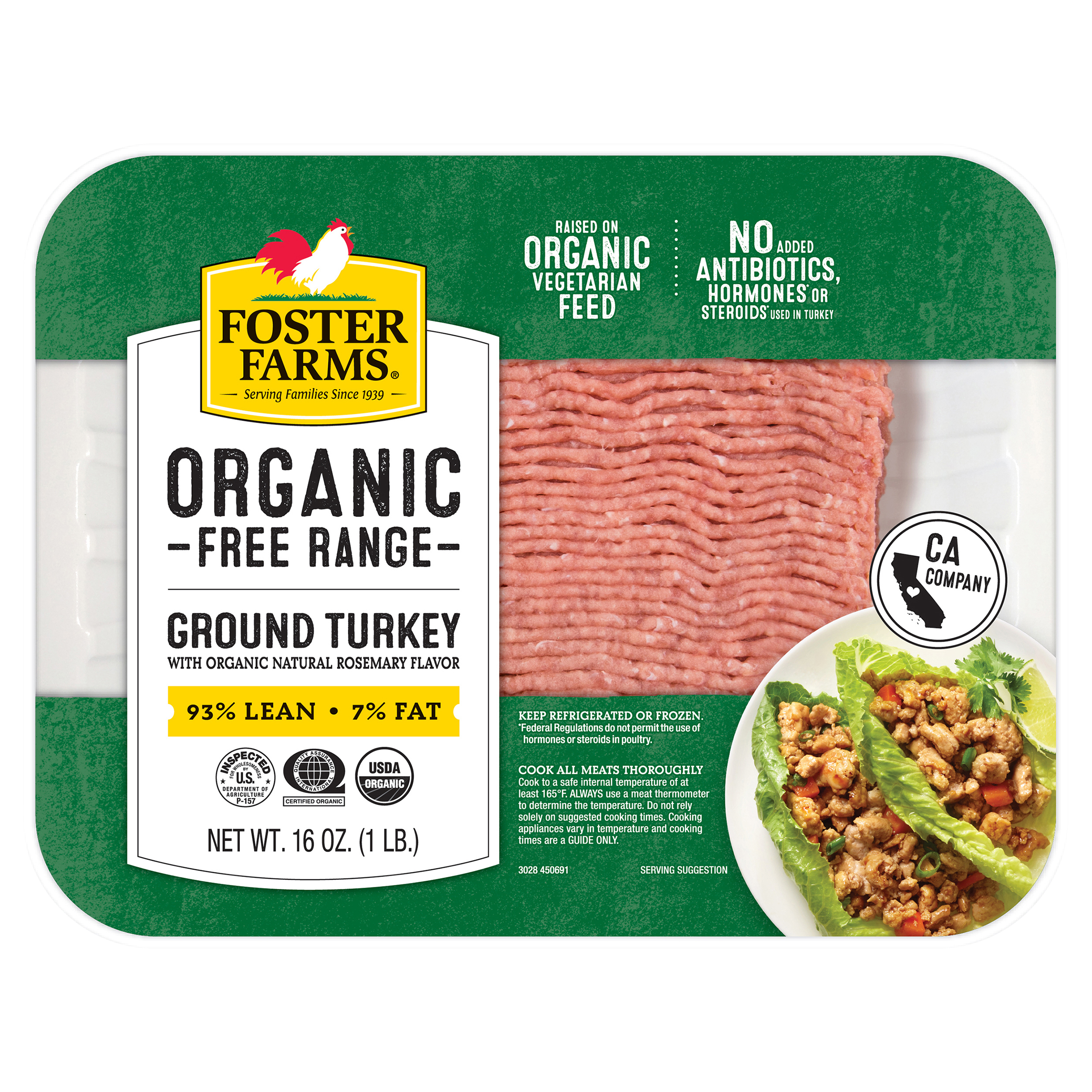 Pork, Free Range, Ground, Organic, 93/7