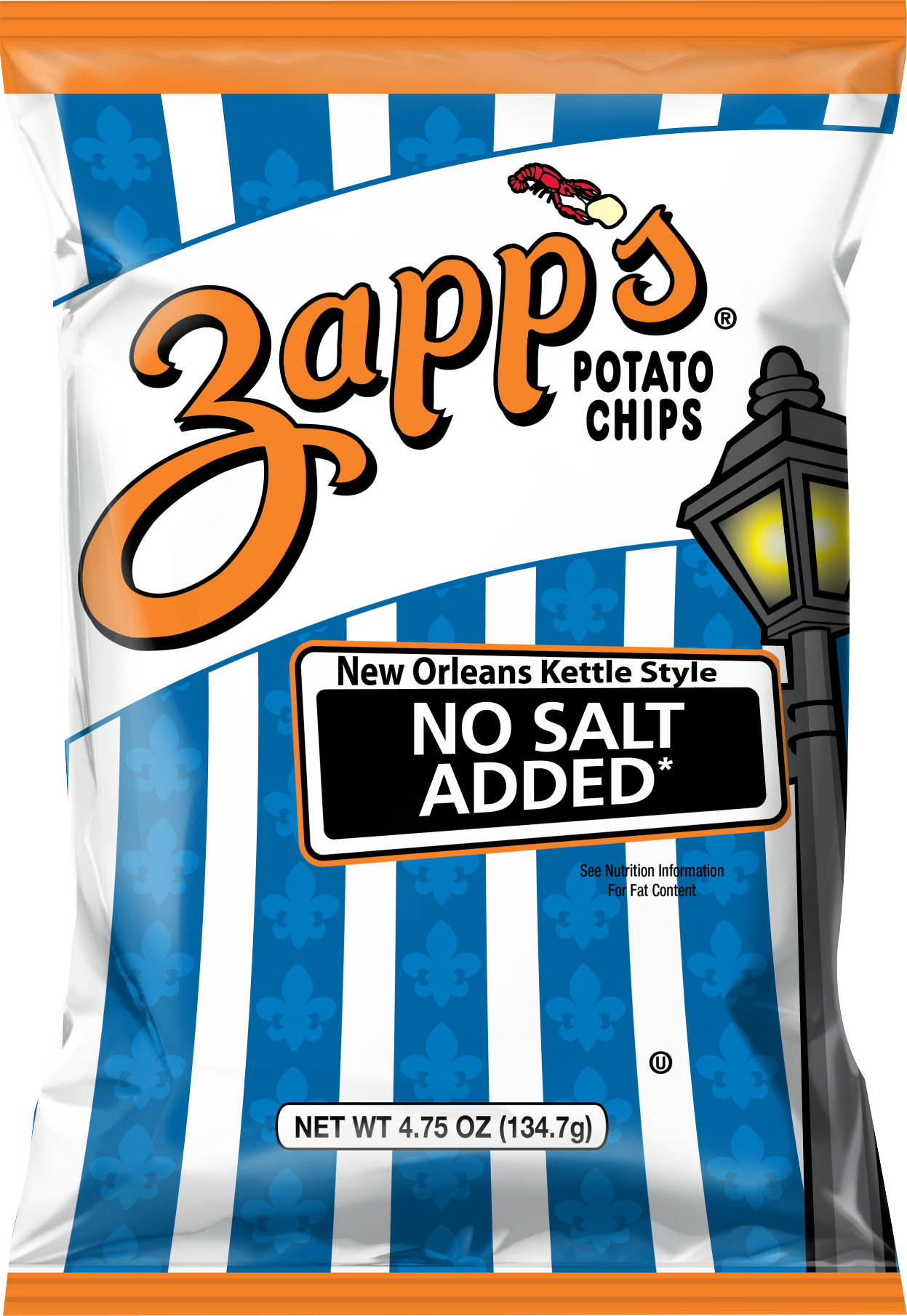 Potato Chips, No Salt Added, New Orleans Kettle Style
