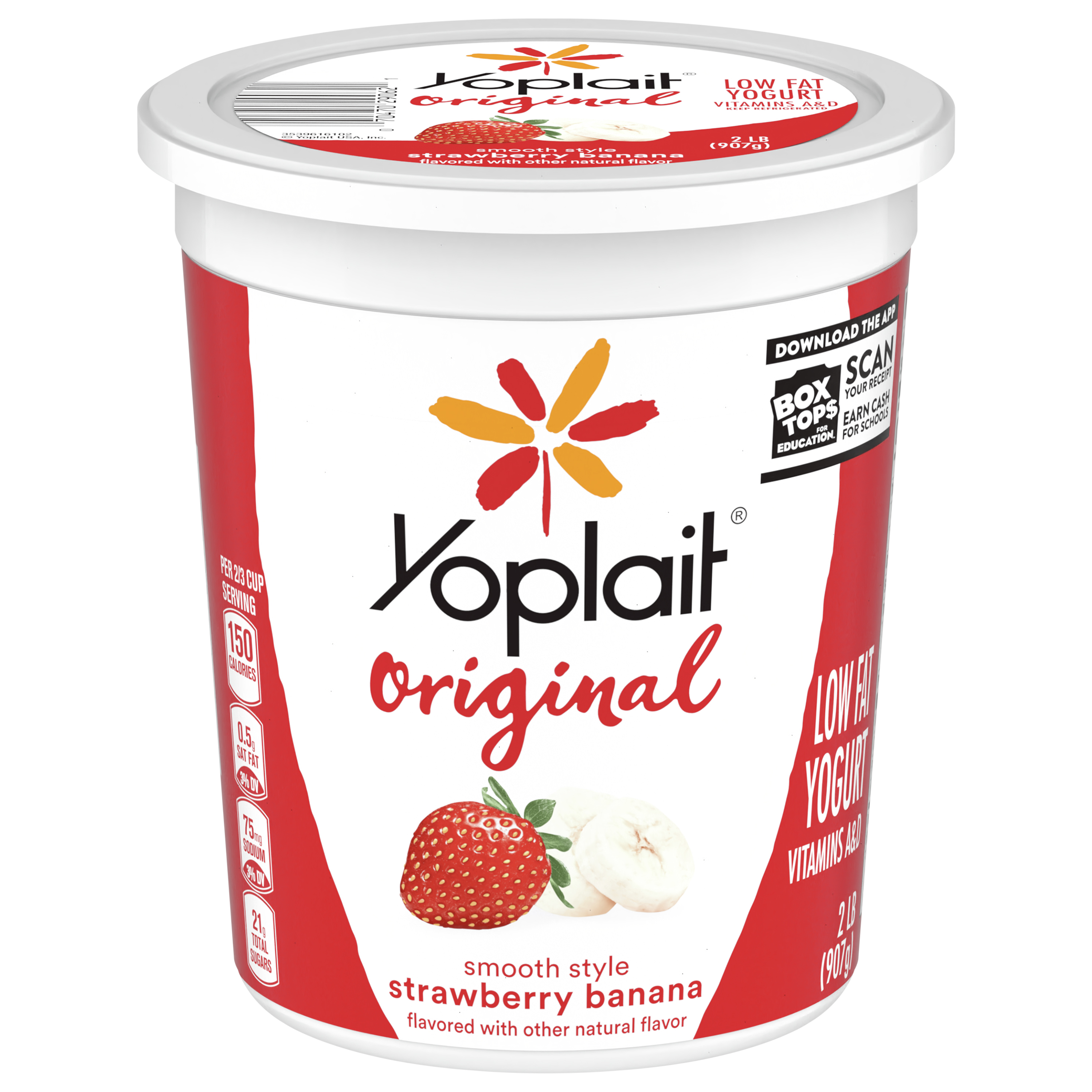 Yogurt, Low Fat, Strawberry Banana, Smooth Style