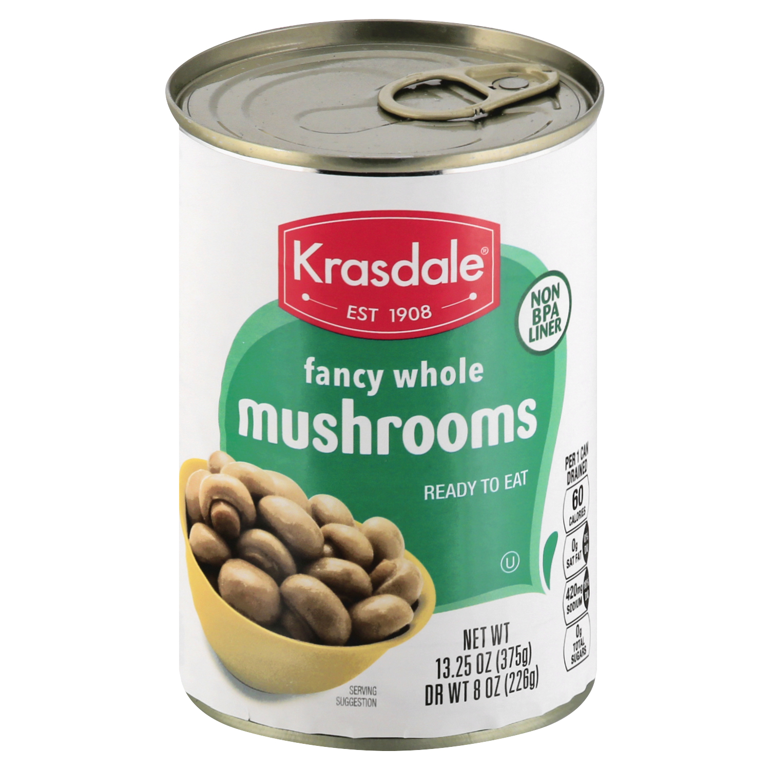 Krasdale Fancy Whole Mushrooms 13.25 Oz