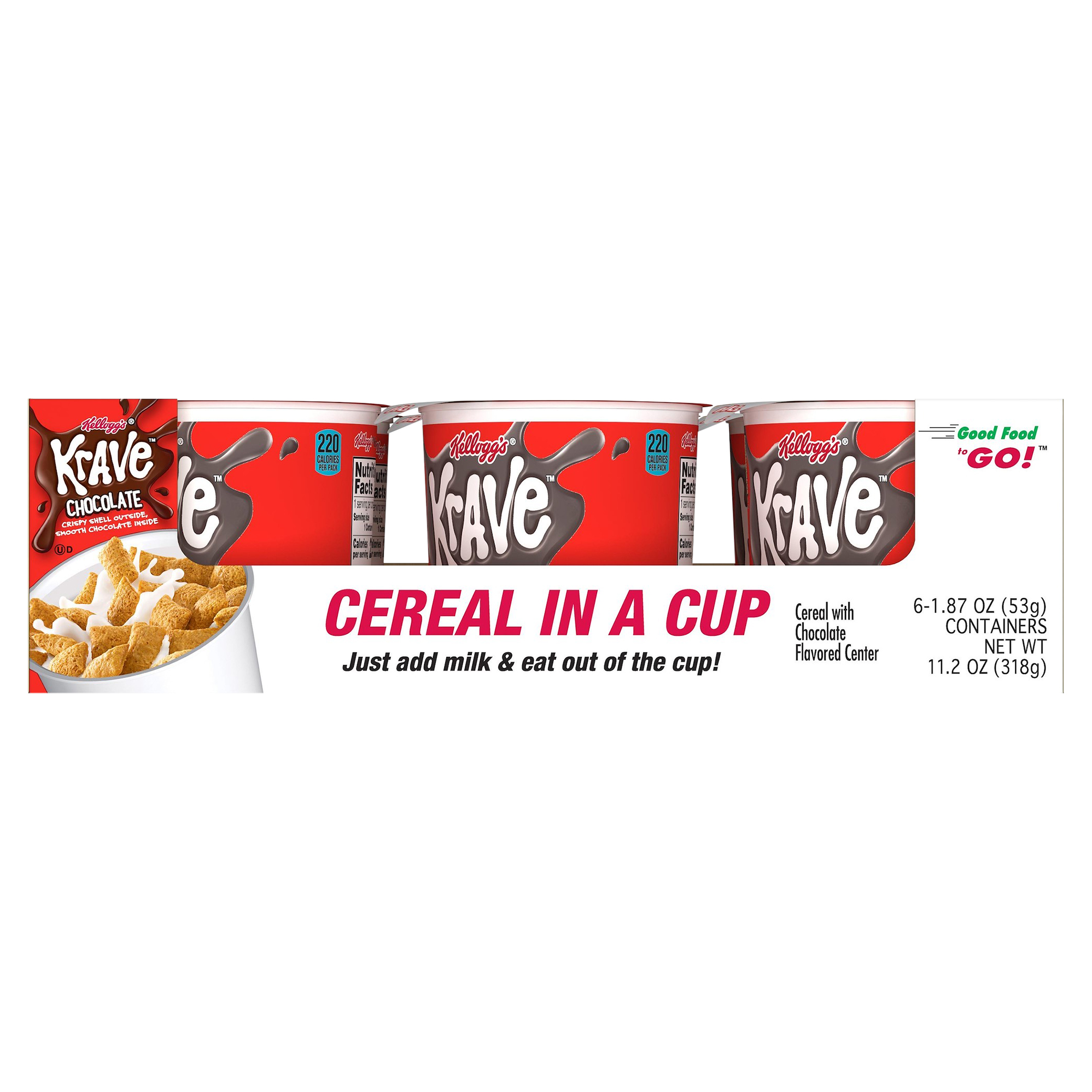 Krave Chocolate Cereal 6 - 1.87 Oz Containers