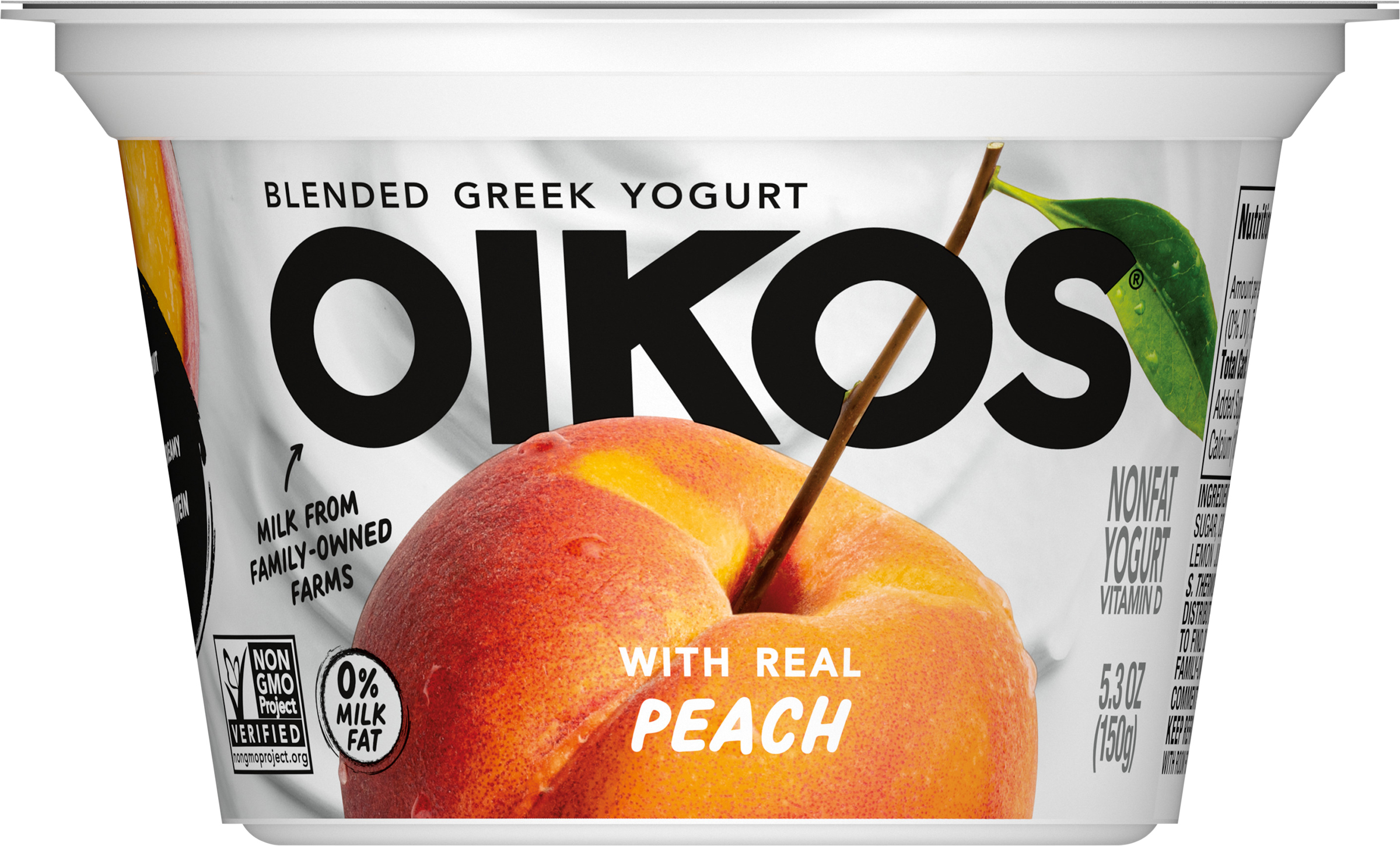 Yogurt, Nonfat, Blended Greek, Real Peach