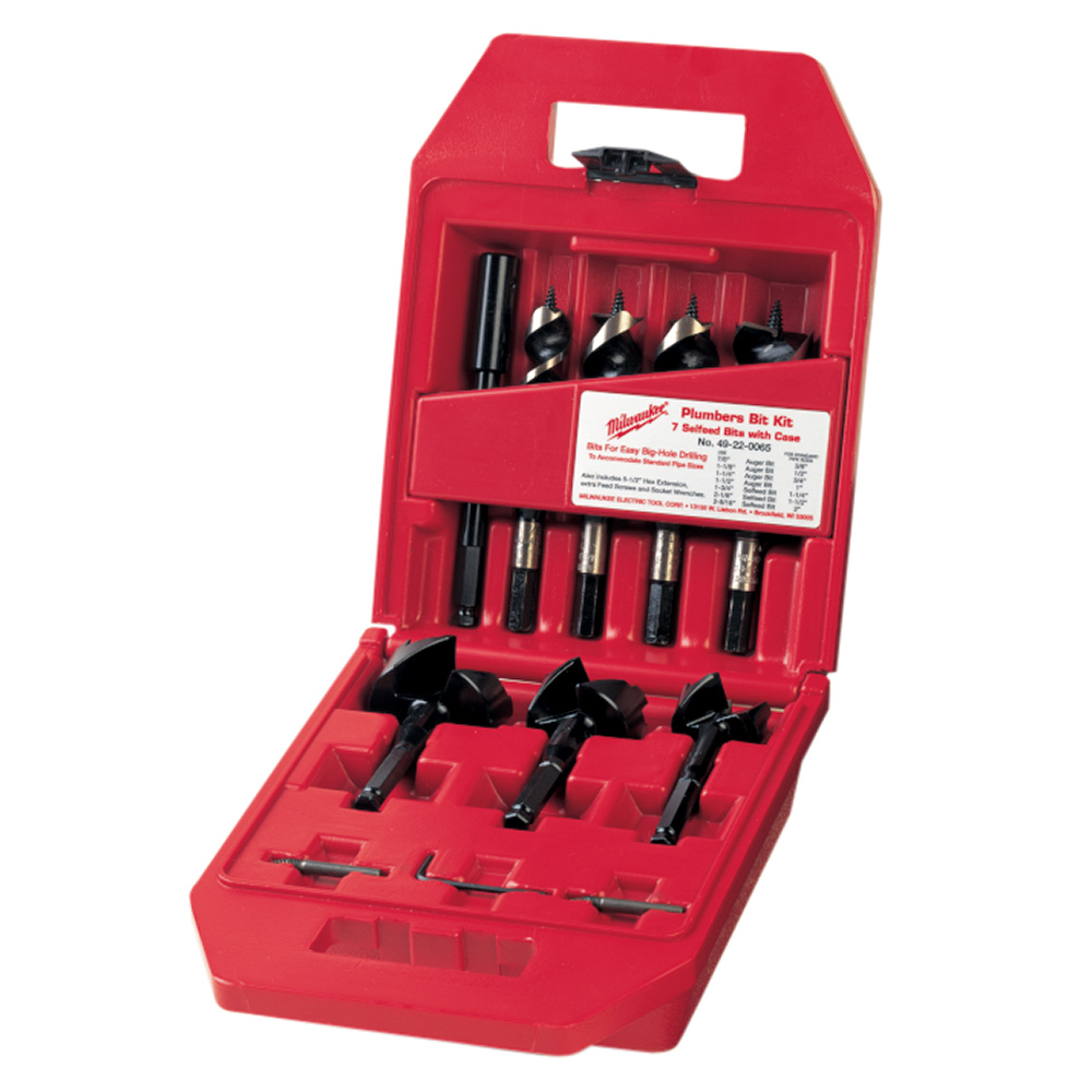 White Cap Milwaukee 7Pc Plumber Selfeed Bit Set
