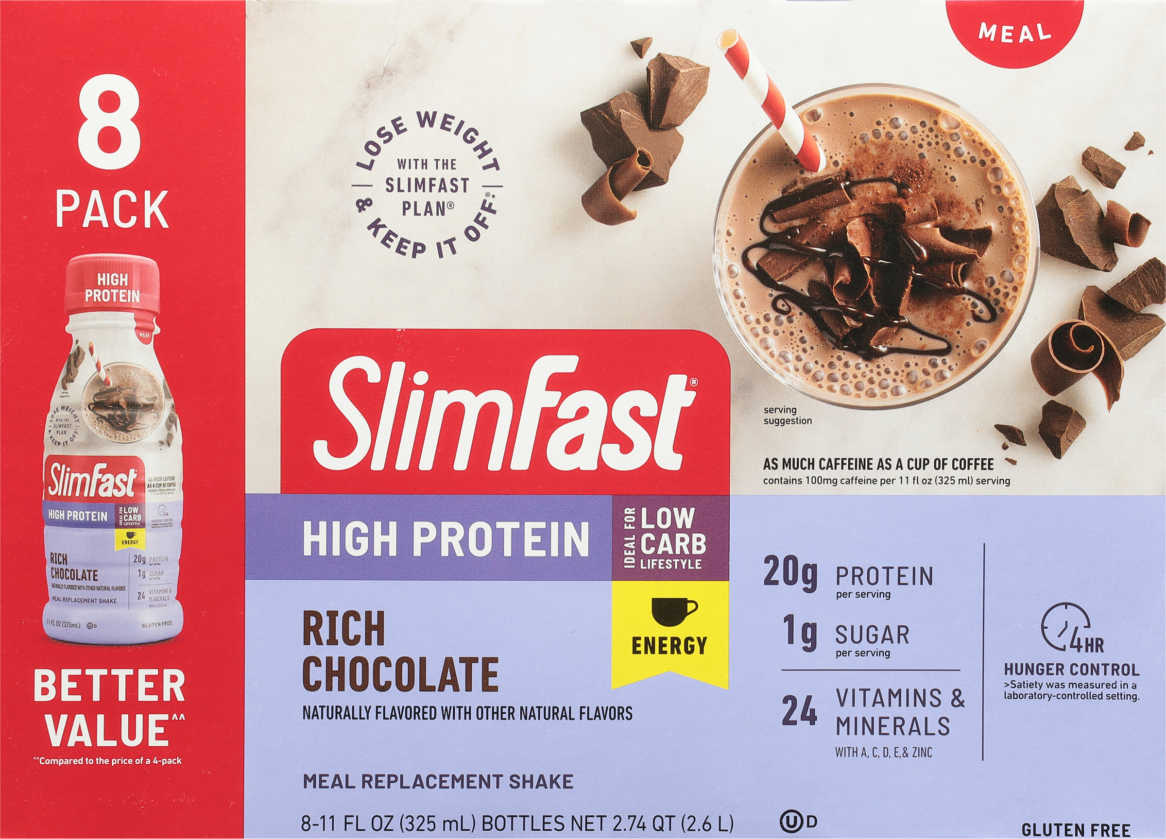 Meal Replacement Shake, Rich Chocolate, 8 Pack