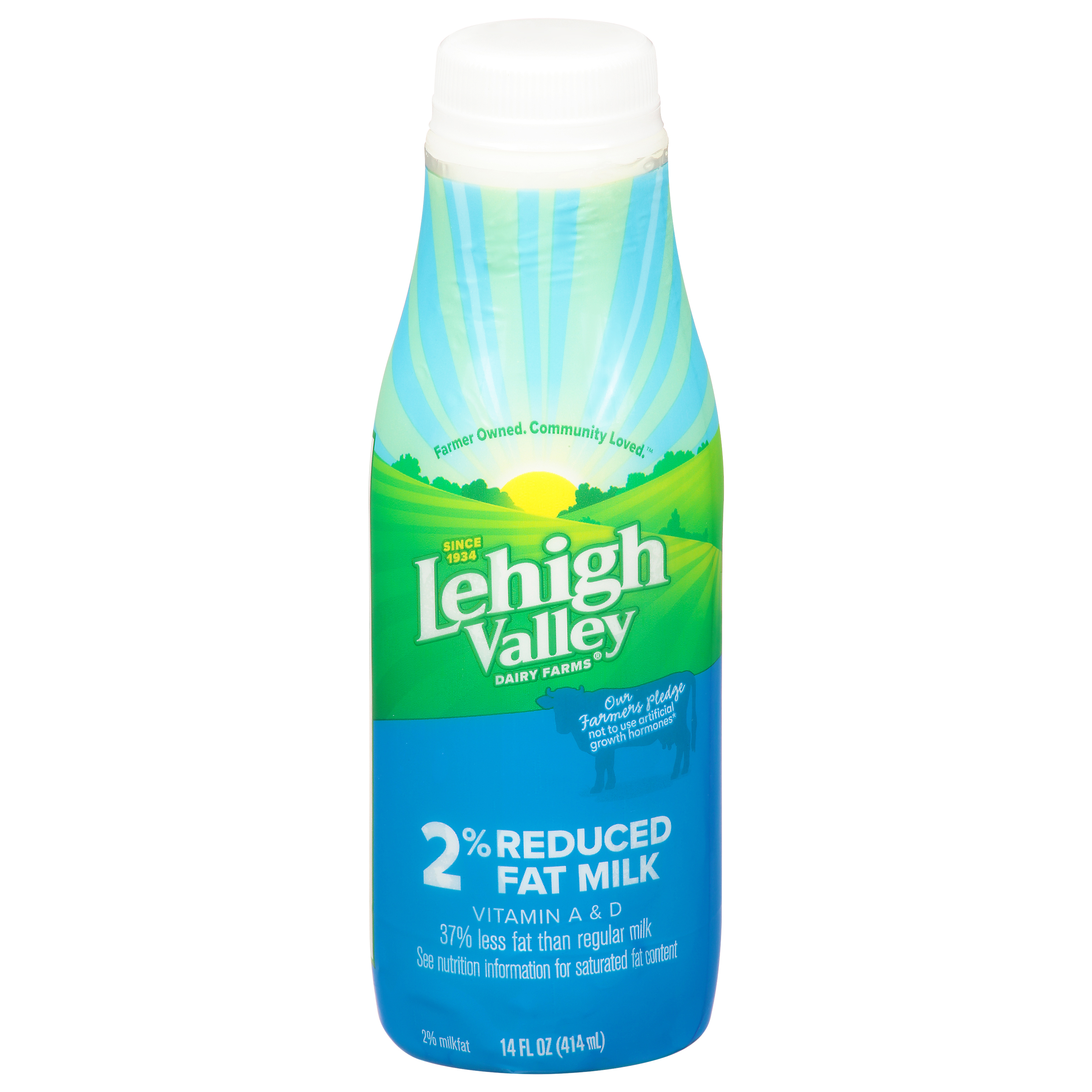 Lehigh Valley Dairy Farms 2% Reduced Fat Milk 14 Fl Oz Bottle