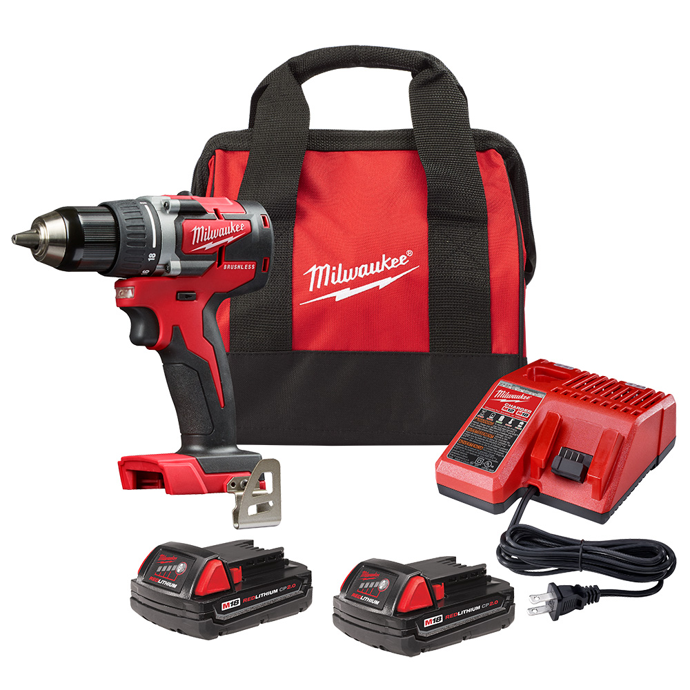 White Cap Milwaukee 1 2 M18 Compact Brushless Drill Driver Kit